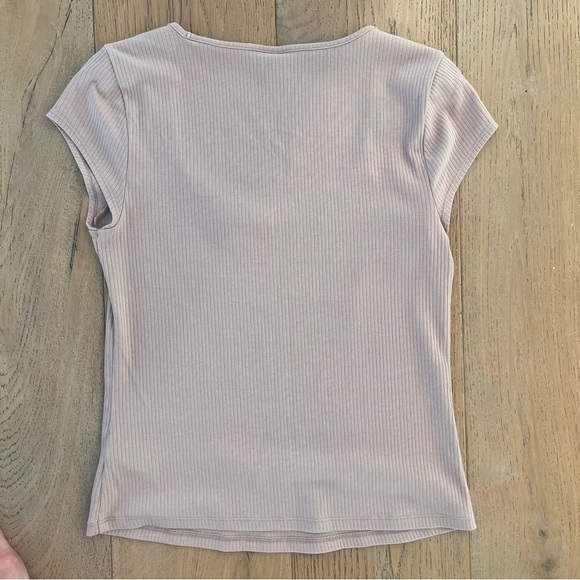 Old Navy Sweetheart Square Neck Shirt women size medium Nude Peach Ribbed - Picture 3 of 5